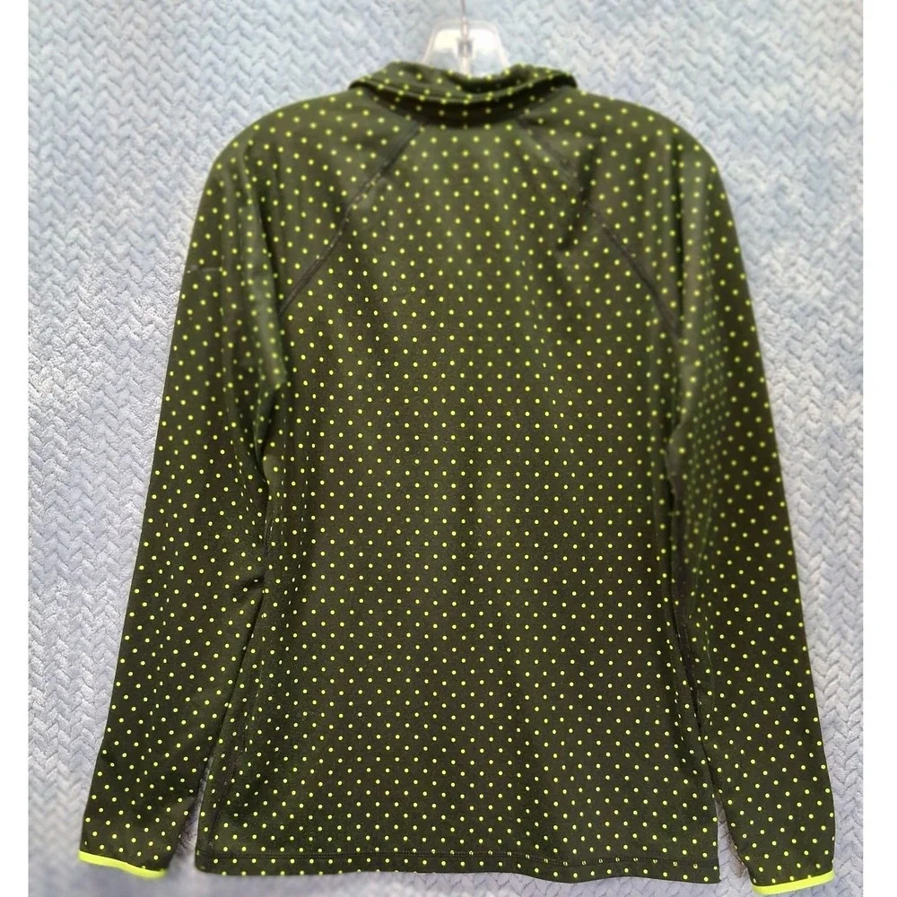 Nike Pro Hyperwarm Dri-FIT Half Zip Pullover Polka Dot Green Yellow Large